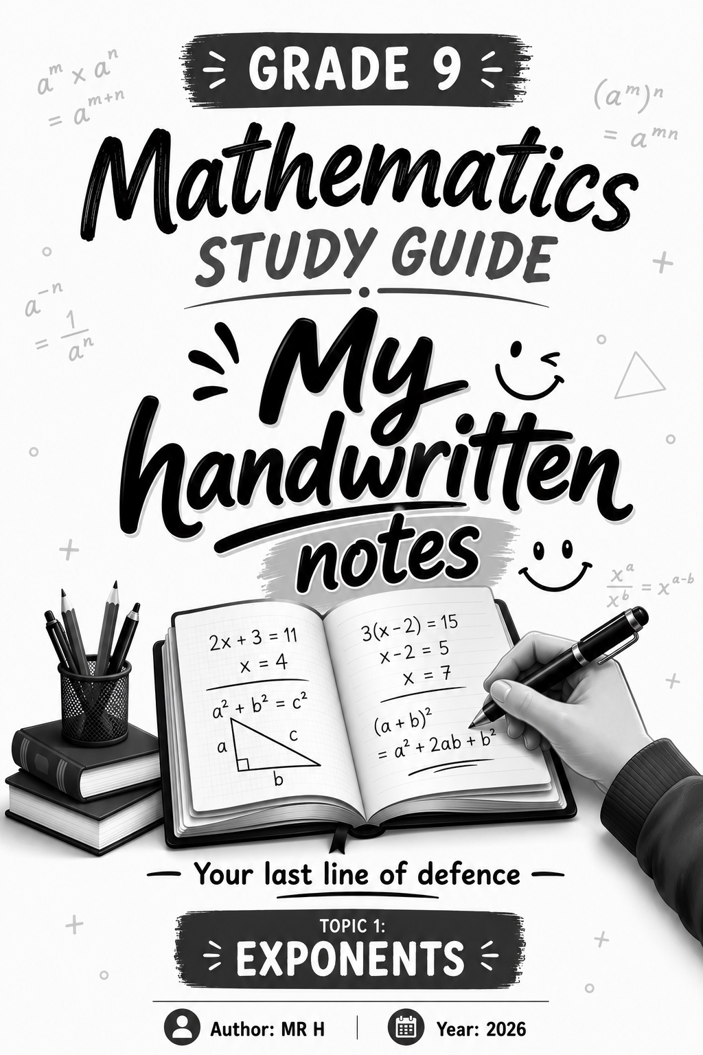 Grade 9 Exponents study guide cover
